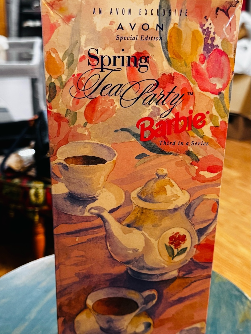 Avon Barbie Spring Tea Party Box - Floral Pink, Cream, Yellow